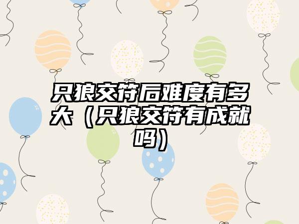 只狼交符后难度有多大（只狼交符有成就吗）