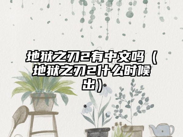 地狱之刃2有中文吗（地狱之刃2什么时候出）