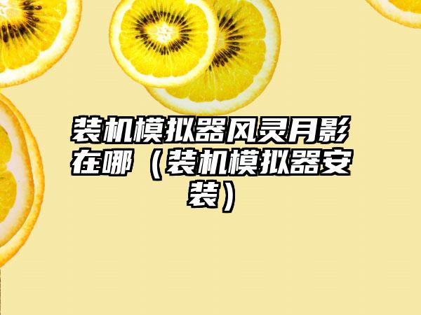 装机模拟器风灵月影在哪（装机模拟器安装）