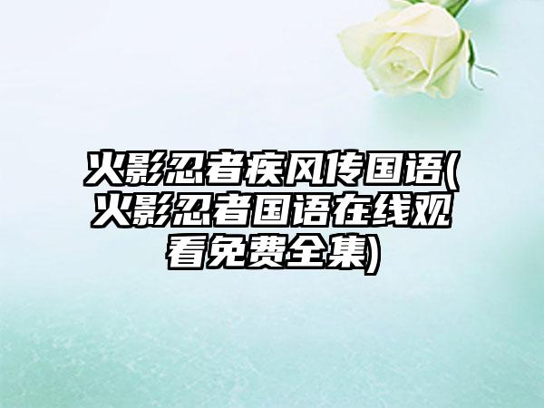 火影忍者疾风传国语(火影忍者国语在线观看免费全集)