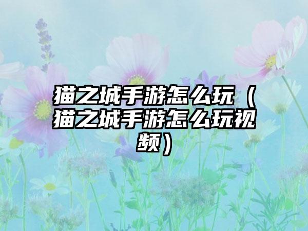 猫之城手游怎么玩（猫之城手游怎么玩视频）