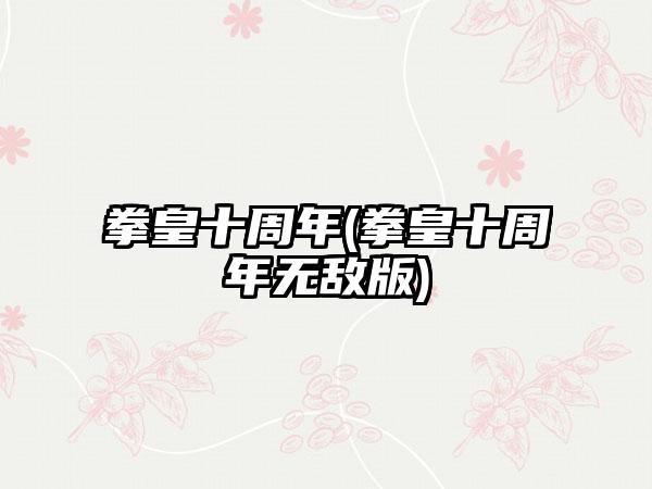 拳皇十周年(拳皇十周年无敌版)