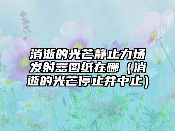 消逝的光芒静止力场发射器图纸在哪（消逝的光芒停止并中止）