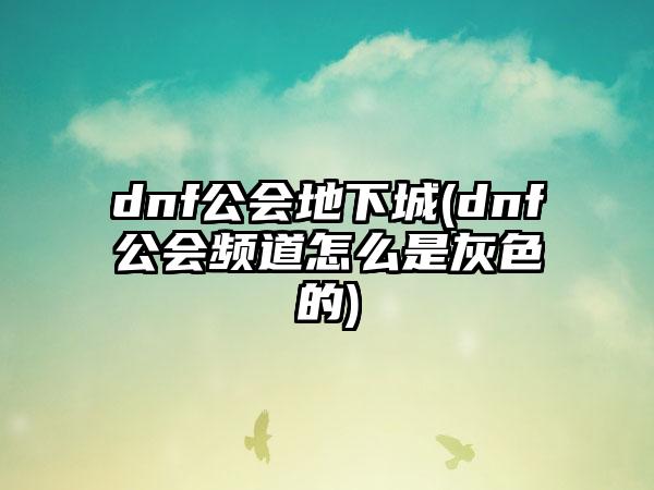 dnf公会地下城(dnf公会频道怎么是灰色的)