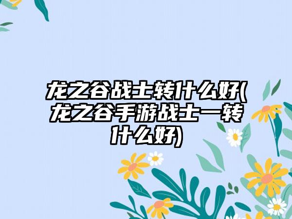 龙之谷战士转什么好(龙之谷手游战士一转什么好)