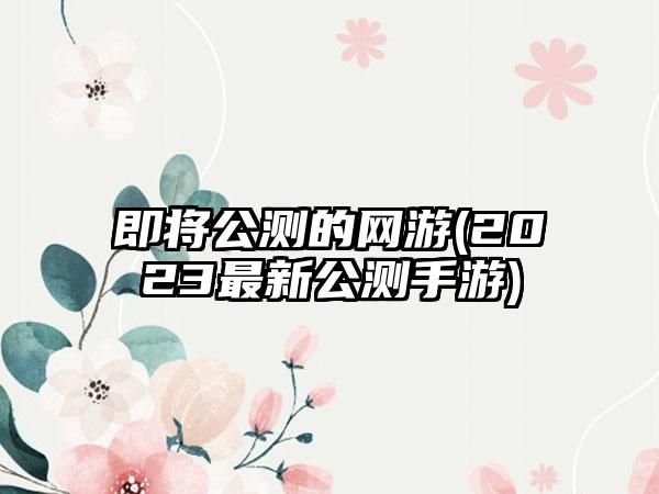 即将公测的网游(2023最新公测手游)