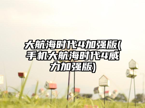 大航海时代4加强版(手机大航海时代4威力加强版)