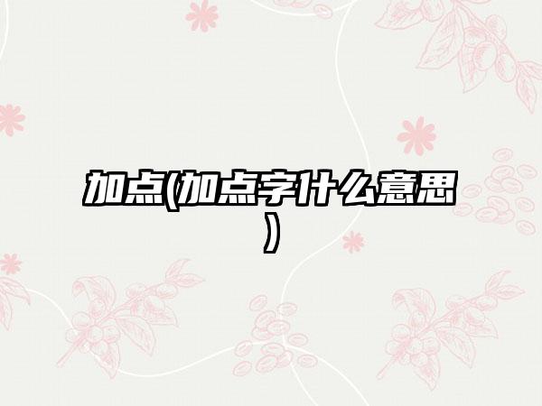 加点(加点字什么意思)