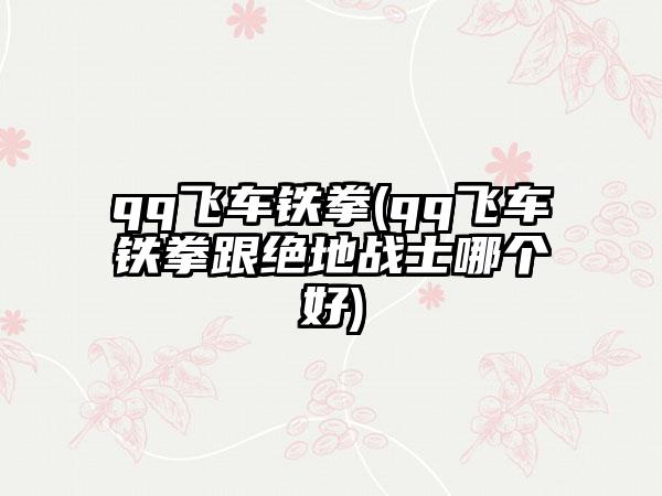 qq飞车铁拳(qq飞车铁拳跟绝地战士哪个好)