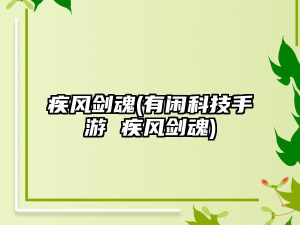 疾风剑魂(有闲科技手游 疾风剑魂)
