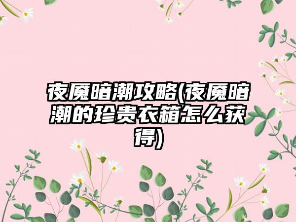 夜魇暗潮攻略(夜魇暗潮的珍贵衣箱怎么获得)