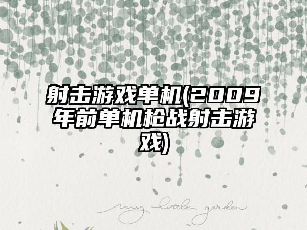射击游戏单机(2009年前单机枪战射击游戏)