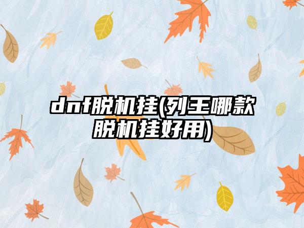 dnf脱机挂(列王哪款脱机挂好用)