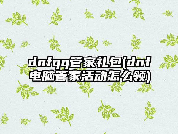 dnfqq管家礼包(dnf电脑管家活动怎么领)