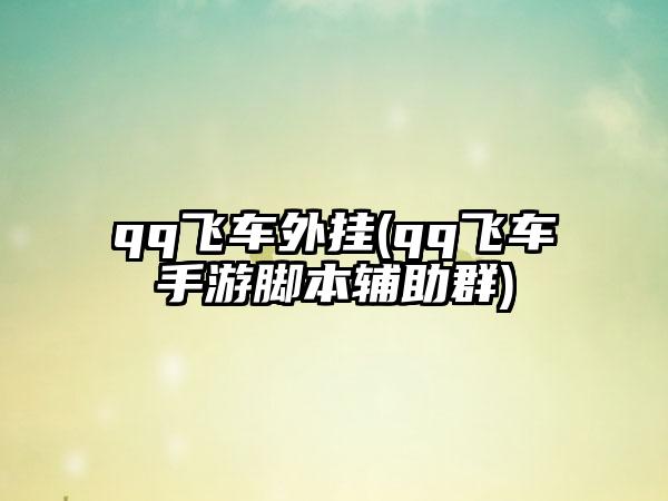 qq飞车外挂(qq飞车手游脚本辅助群)