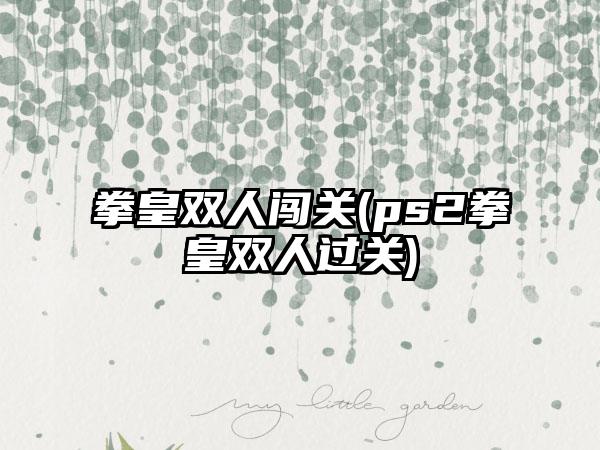 拳皇双人闯关(ps2拳皇双人过关)