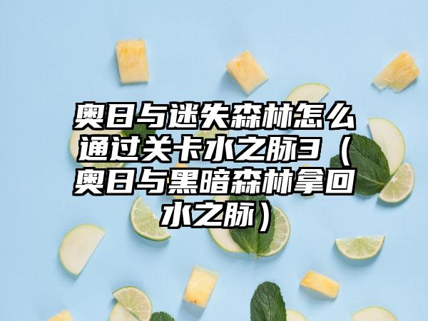 奥日与迷失森林怎么通过关卡水之脉3（奥日与黑暗森林拿回水之脉）