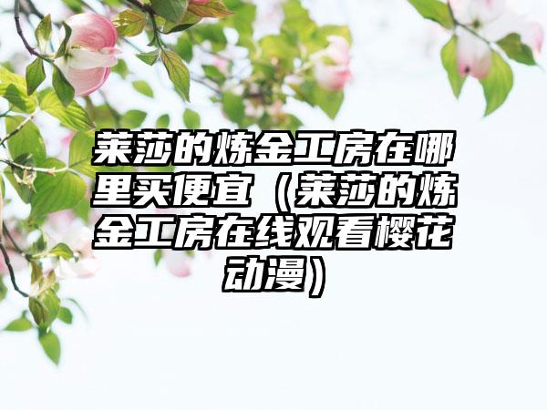 莱莎的炼金工房在哪里买便宜（莱莎的炼金工房在线观看樱花动漫）