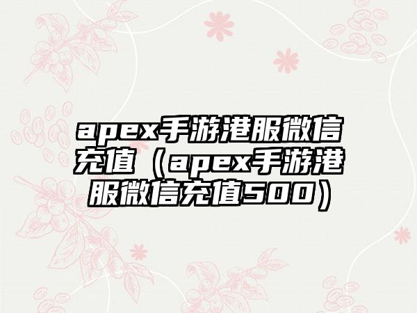 apex手游港服微信充值（apex手游港服微信充值500）