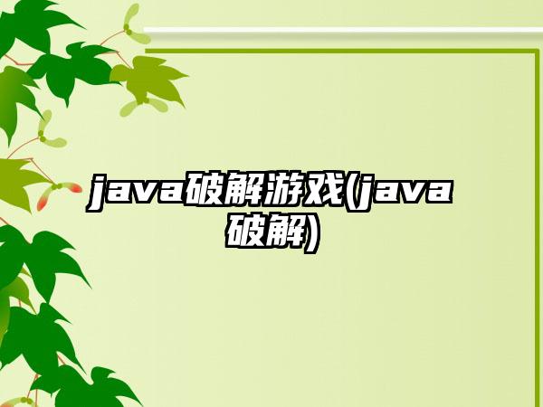 java破解游戏(java破解)