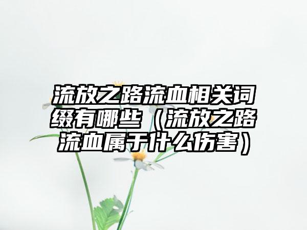 流放之路流血相关词缀有哪些（流放之路流血属于什么伤害）