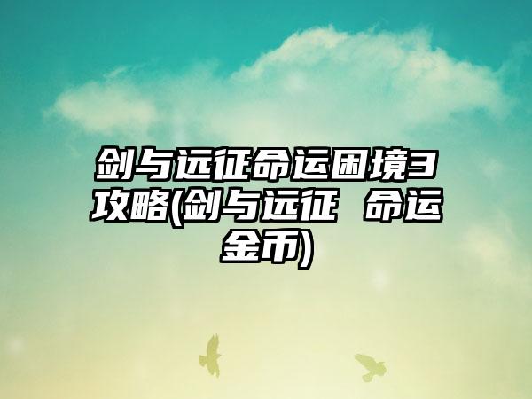 剑与远征命运困境3攻略(剑与远征 命运金币)