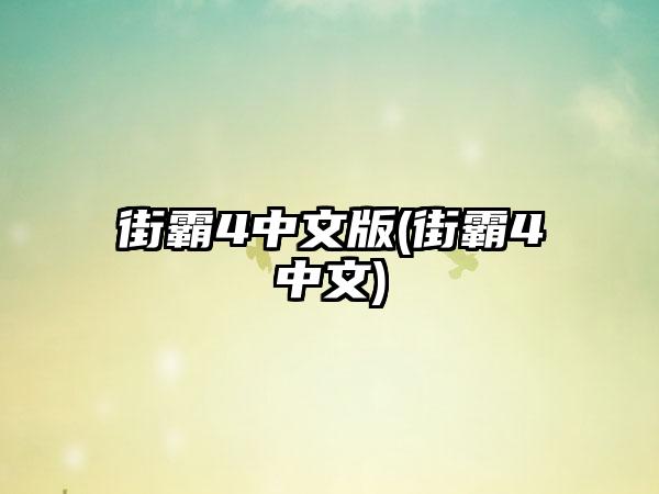 街霸4中文版(街霸4中文)