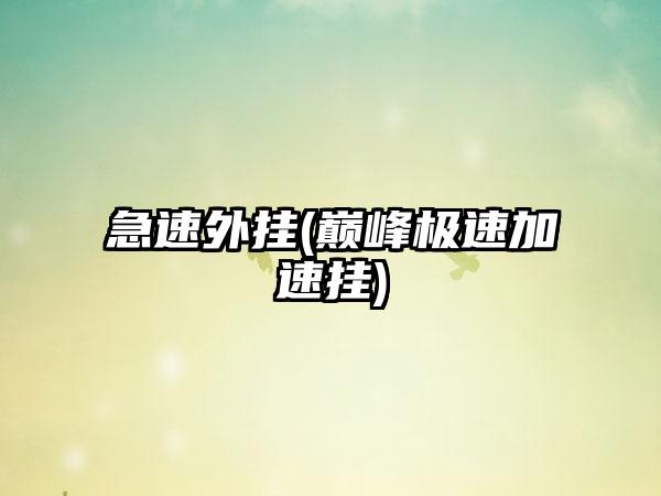 急速外挂(巅峰极速加速挂)