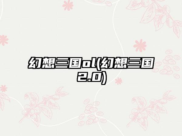 幻想三国ol(幻想三国2.0)