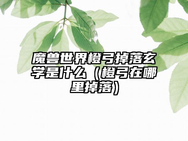 魔兽世界橙弓掉落玄学是什么（橙弓在哪里掉落）