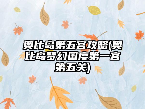奥比岛第五宫攻略(奥比岛梦幻国度第一宫第五关)