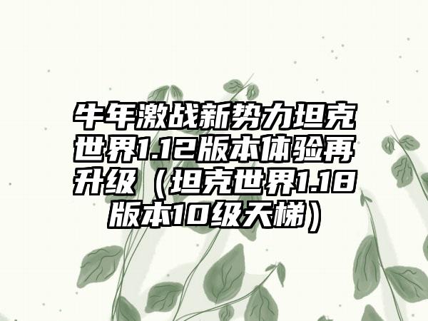 牛年激战新势力坦克世界1.12版本体验再升级（坦克世界1.18版本10级天梯）
