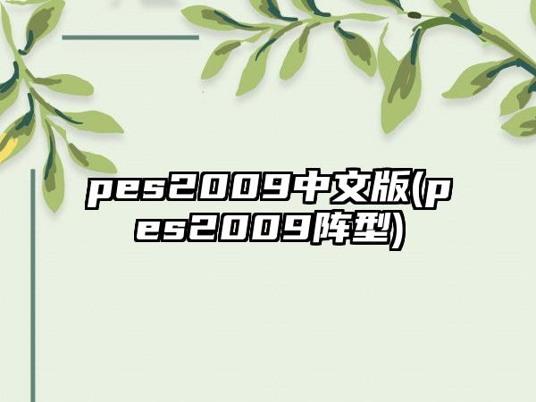 pes2009中文版(pes2009阵型)