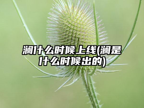 澜什么时候上线(澜是什么时候出的)