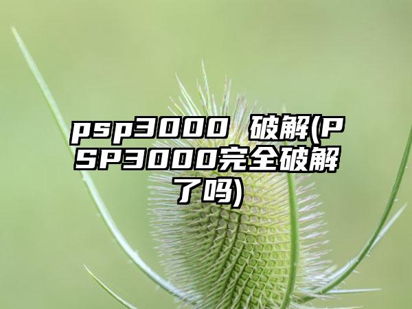 psp3000 破解(PSP3000完全破解了吗)