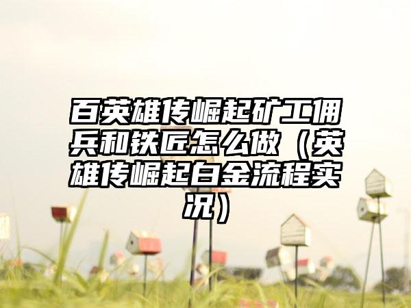 百英雄传崛起矿工佣兵和铁匠怎么做（英雄传崛起白金流程实况）
