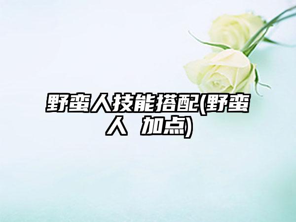 野蛮人技能搭配(野蛮人 加点)