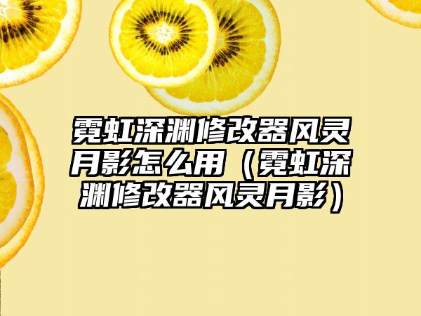 霓虹深渊修改器风灵月影怎么用（霓虹深渊修改器风灵月影）