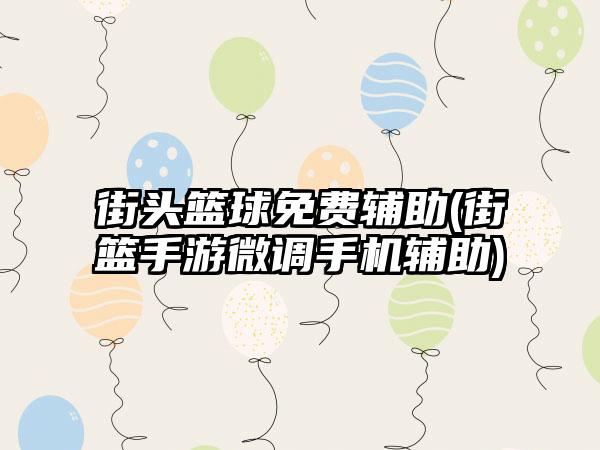 街头篮球免费辅助(街篮手游微调手机辅助)