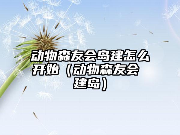动物森友会岛建怎么开始（动物森友会 建岛）
