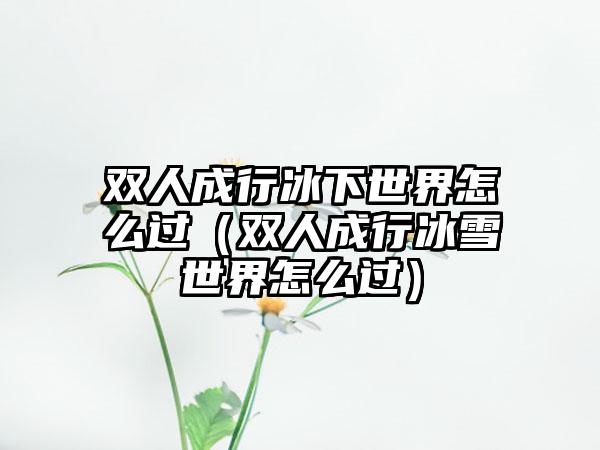 双人成行冰下世界怎么过（双人成行冰雪世界怎么过）