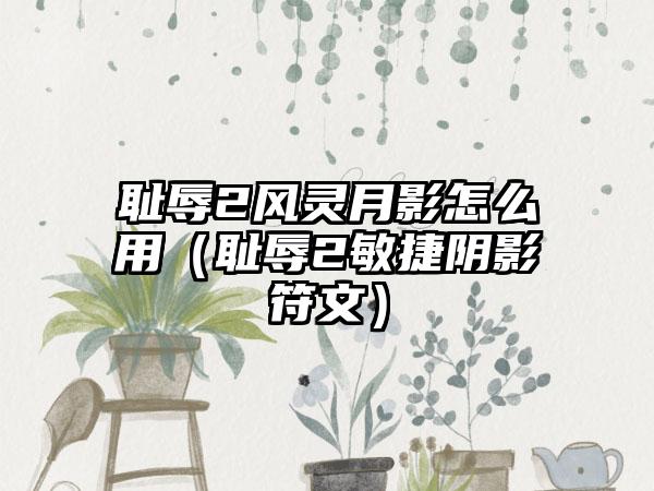 耻辱2风灵月影怎么用（耻辱2敏捷阴影符文）