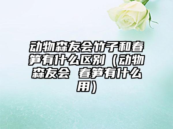 动物森友会竹子和春笋有什么区别（动物森友会 春笋有什么用）