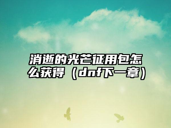 消逝的光芒征用包怎么获得（dnf下一章）