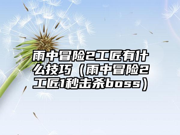 雨中冒险2工匠有什么技巧（雨中冒险2工匠1秒击杀boss）