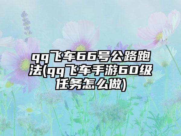 qq飞车66号公路跑法(qq飞车手游60级任务怎么做)