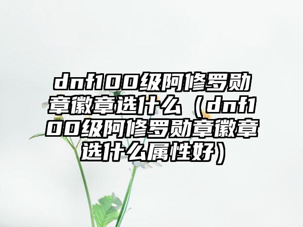 dnf100级阿修罗勋章徽章选什么（dnf100级阿修罗勋章徽章选什么属性好）