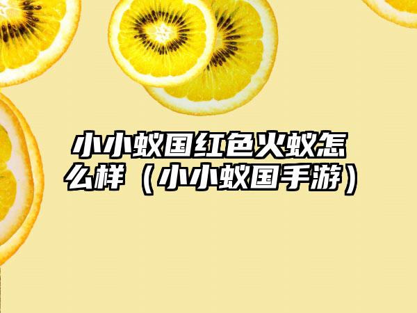 小小蚁国红色火蚁怎么样（小小蚁国手游）