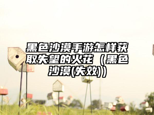 黑色沙漠手游怎样获取失望的火花（黑色沙漠(失效)）