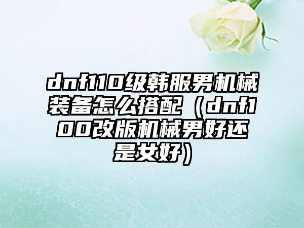 dnf110级韩服男机械装备怎么搭配（dnf100改版机械男好还是女好）